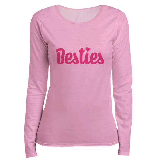 Besties Pink and Hot Pink Long Sleeve Tee Shirt
