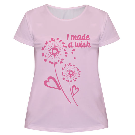 Dandelion I Made A Wish Pink Short Sleeve Tee Shirt