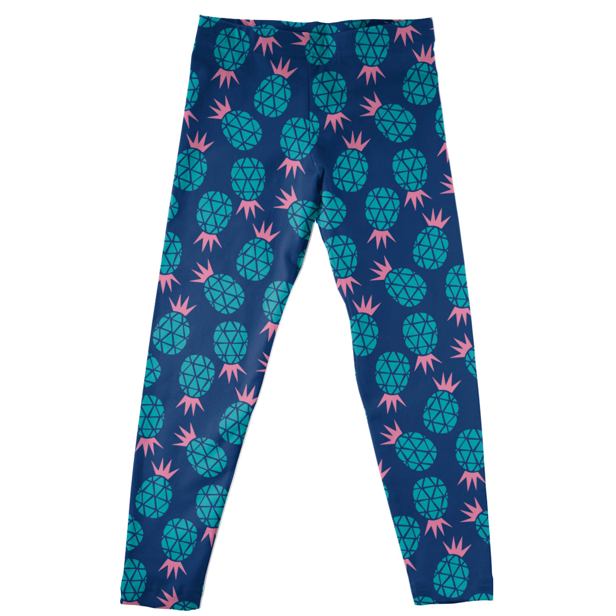 Pineapple Print Navy Turquoise and Pink Leggings