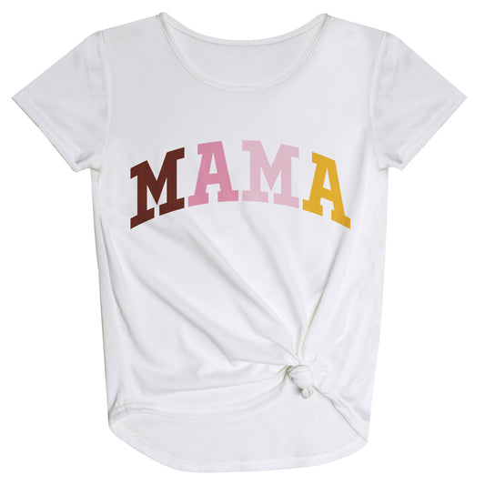 Mama White Short Sleeve Knot Top