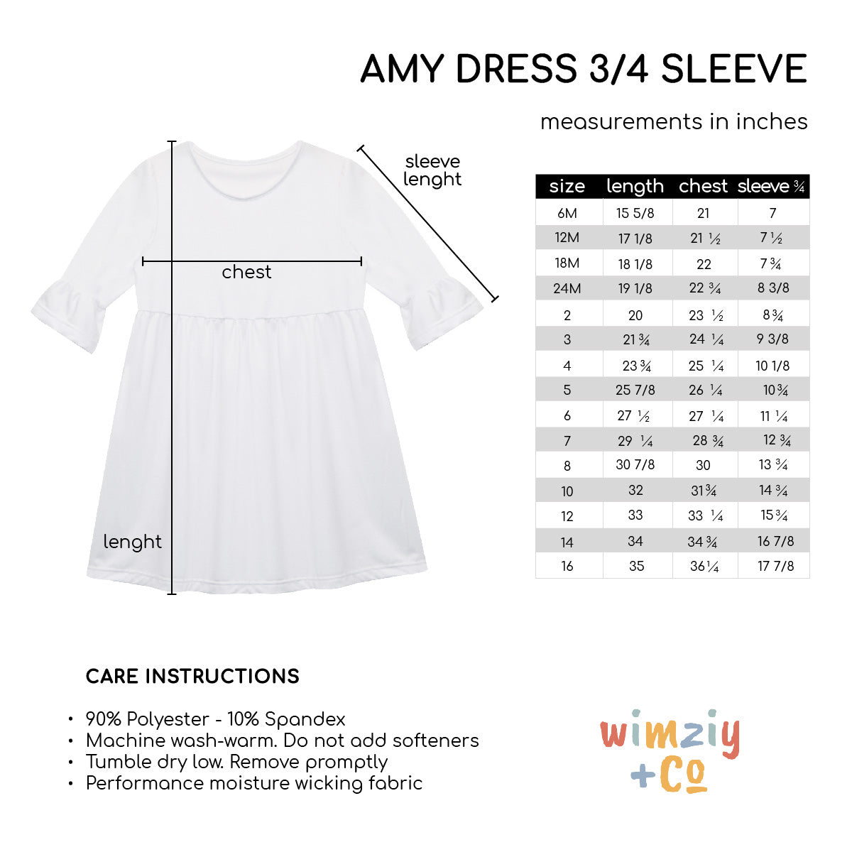 Apples Print Monogram White Amy Dress 3/4 Sleeve - Wimziy&Co.