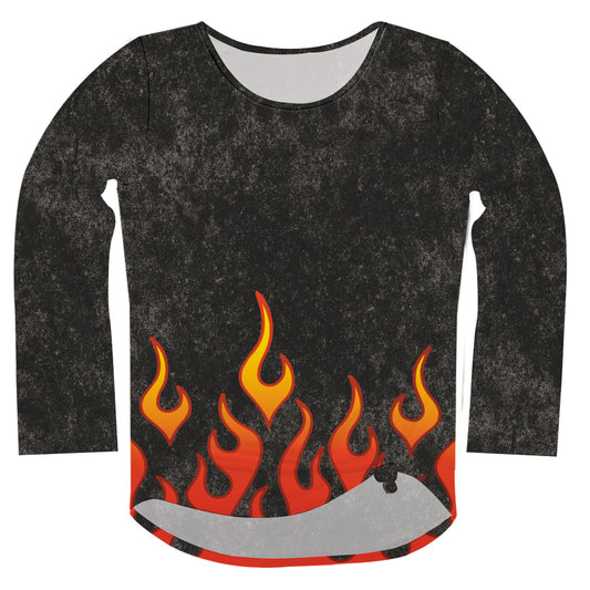 Bring The Fire Long Sleeve Knot Top