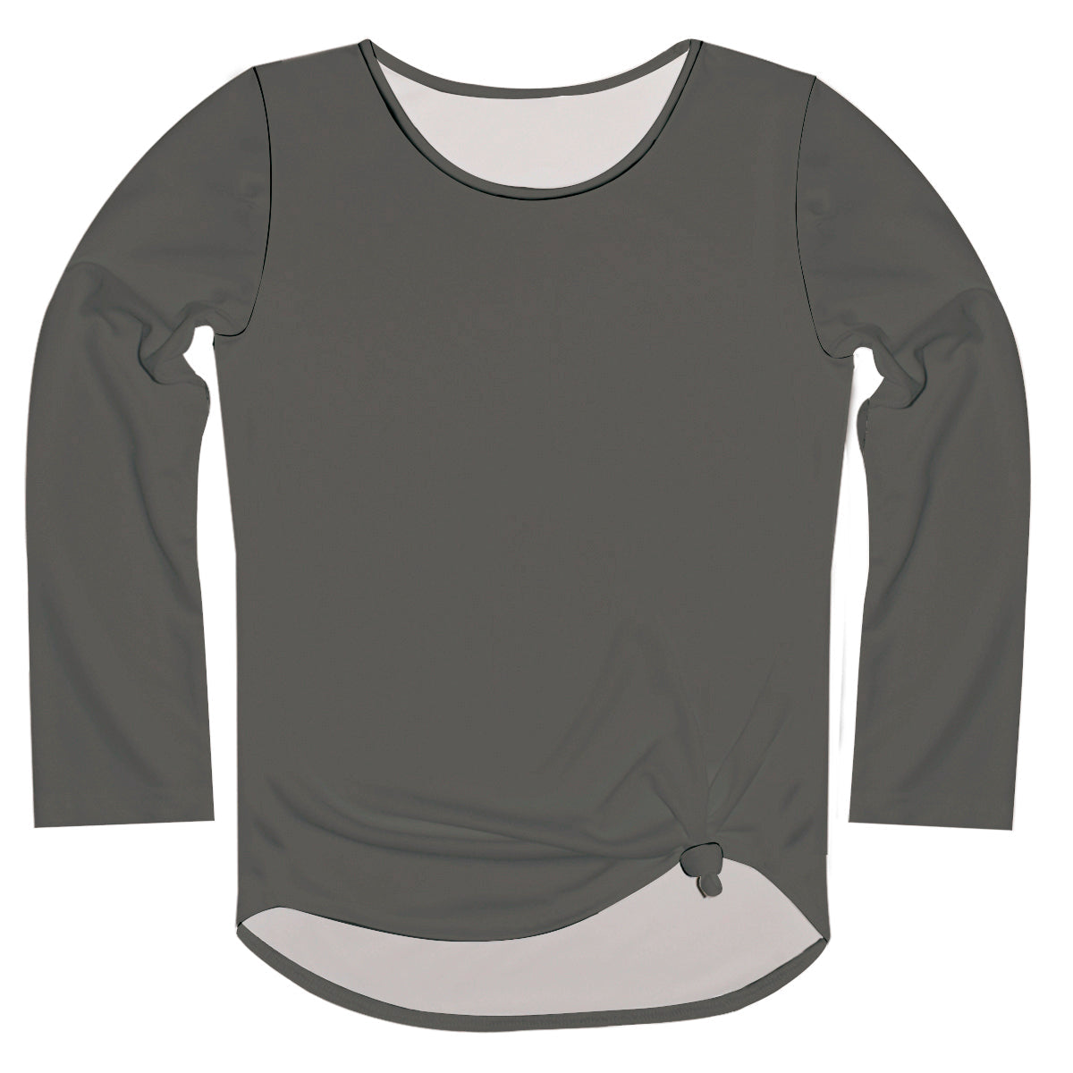 Gray Solid Long Sleeve Knot Top