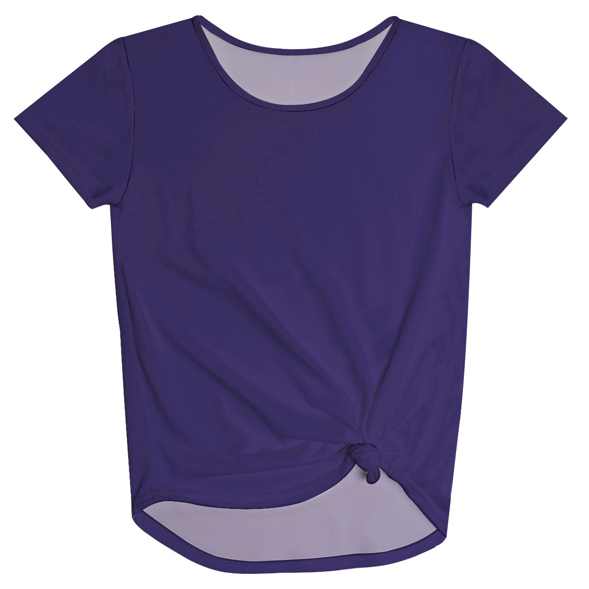 Solid Purple Short Sleeve Knot Top