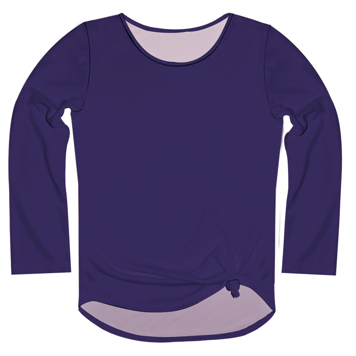 Purple Solid Long Sleeve Knot Top