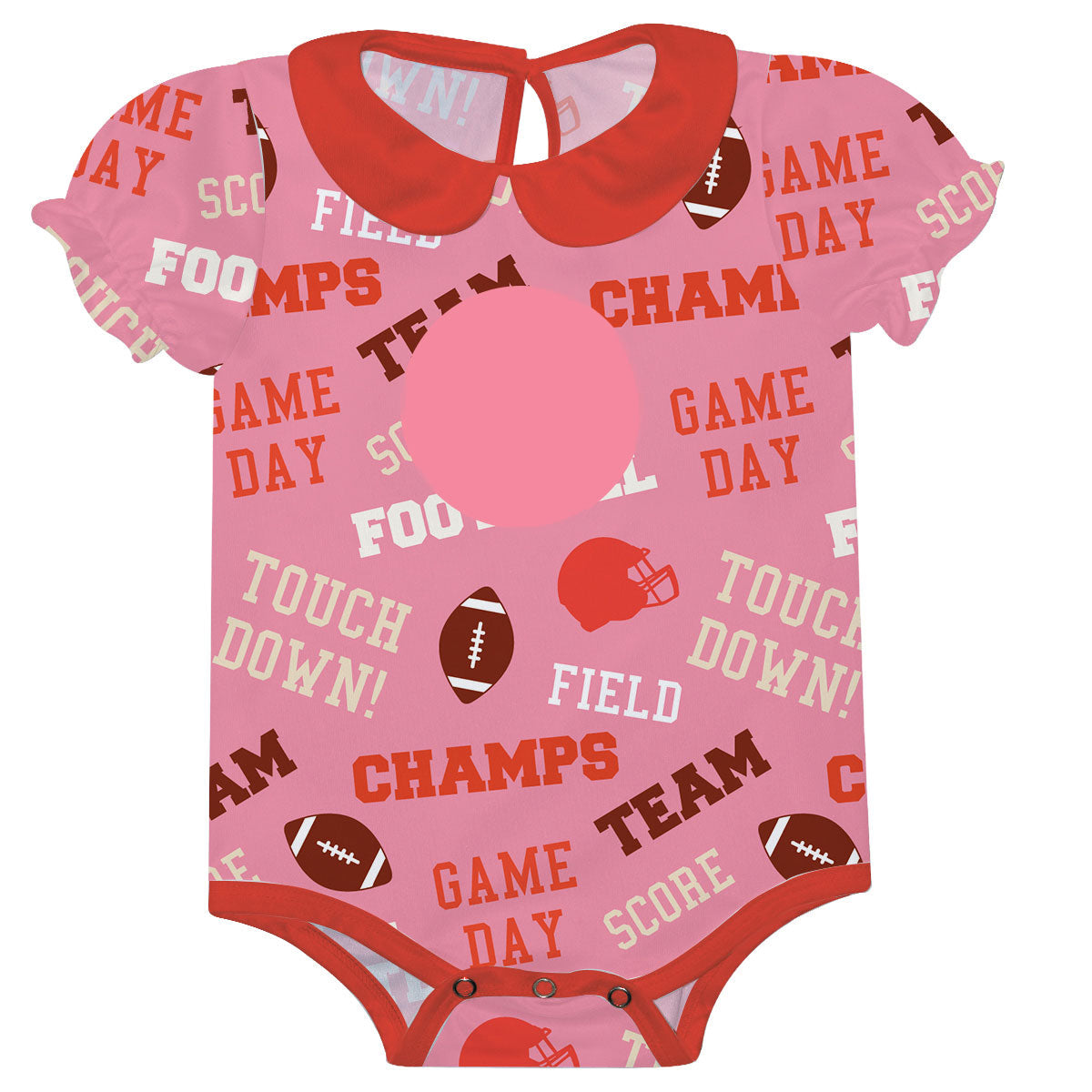 Girls pink and red football onesie with monogram - Wimziy&Co.