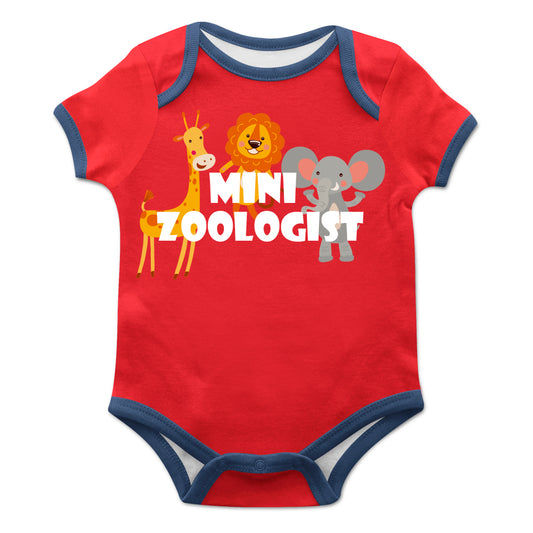 Mini Zoologist Red and Navy Short Sleeve Boys Onesie