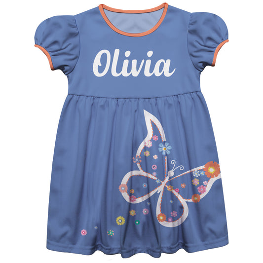 Butterfly Name Blue Short Sleeve Epic Dress