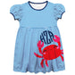 Crab Personalized Monogram Blue and White Short Sleeve Epic Dress
