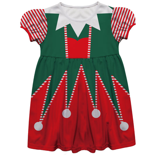 Christmas Elf Costume Red White and Green Short Sleeve Epic Dress