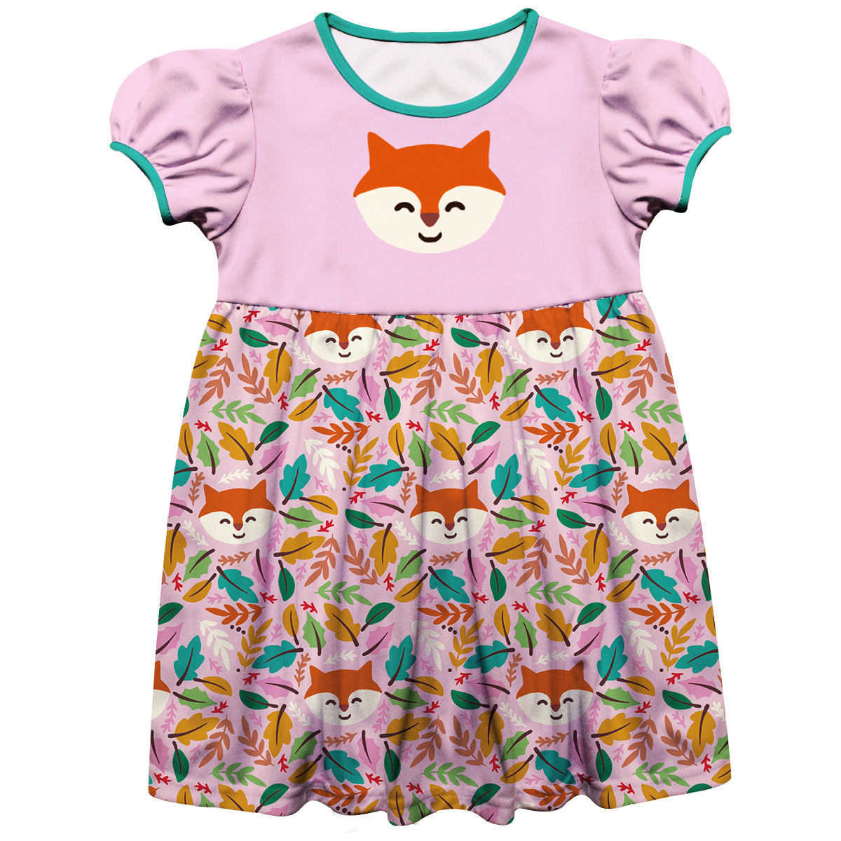 Girls pink and aqua foxy dress with name - Wimziy&Co.