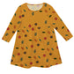 Girls mustar flowers dress with name - Wimziy&Co.