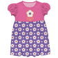 Flowers Print Pink and Purple Short Sleeve Epic Dress