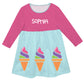 Ice Cream Light Blue And Pink Long Sleeve Epic Dress