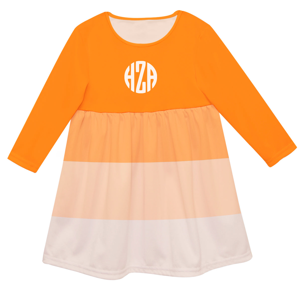 Personalized Monogram Orange and Peach Long Sleeve Epic Dress