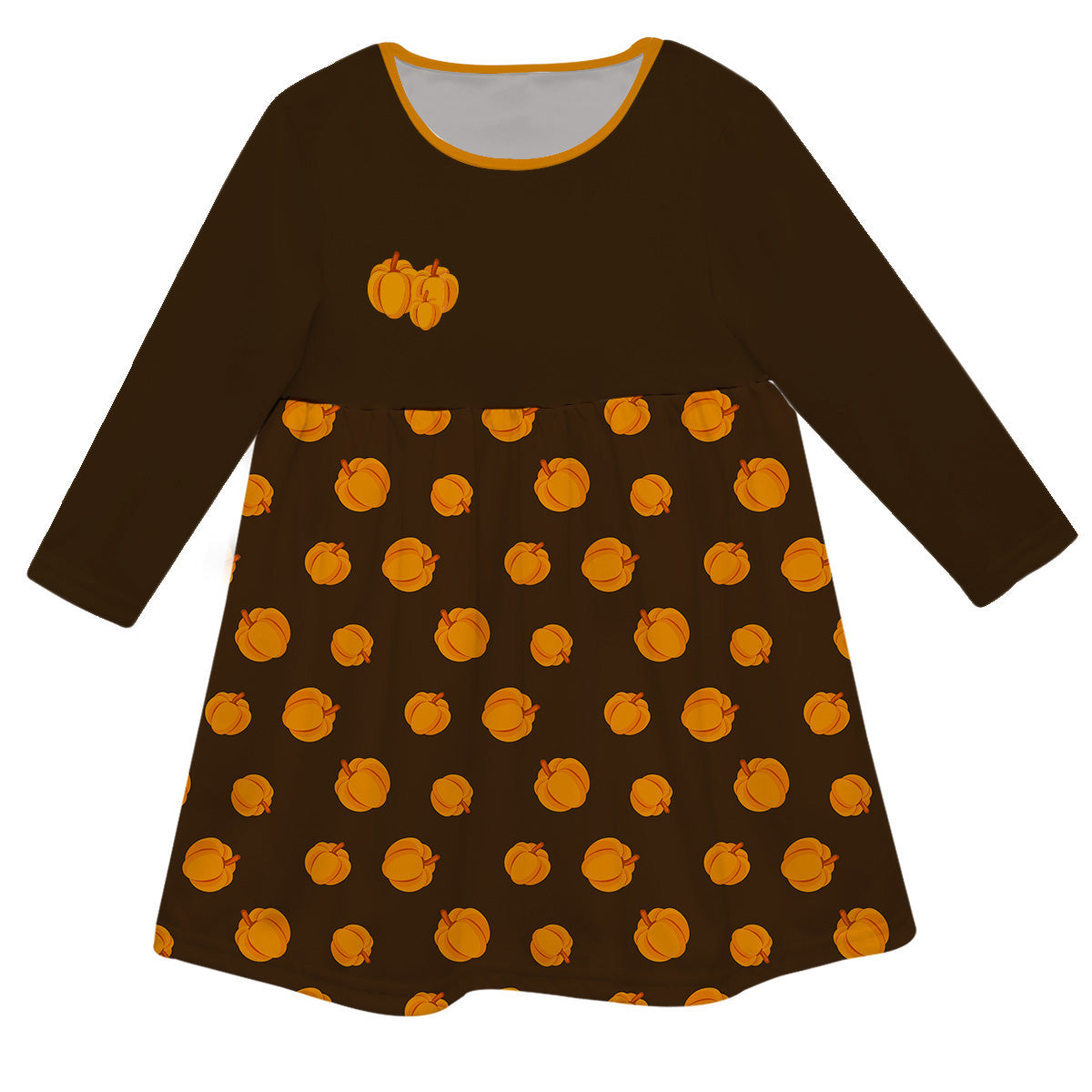 Girls brown pumpkins dress with name - Wimziy&Co.