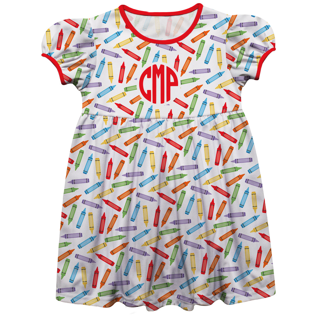 Pencils Print Personalized Monogram White and Red Short Sleeve Epic Dress - Wimziy&Co.