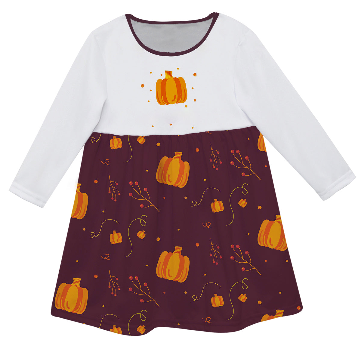 Girls white and brown pumpkin dress with name - Wimziy&Co.