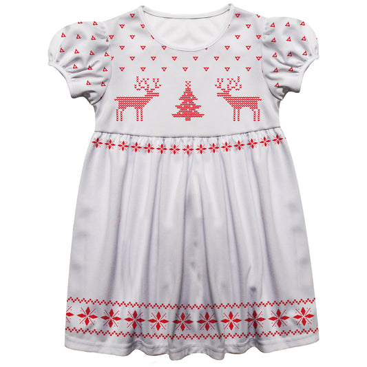 Reindeers and Chirstmas White Short Sleeve Epic Dress