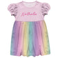 Rainbow Colors Personalized Name Pink Short Sleeve Epic Dress