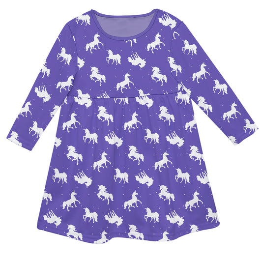 Unicorn Print Purple Long Sleeve Epic Dress