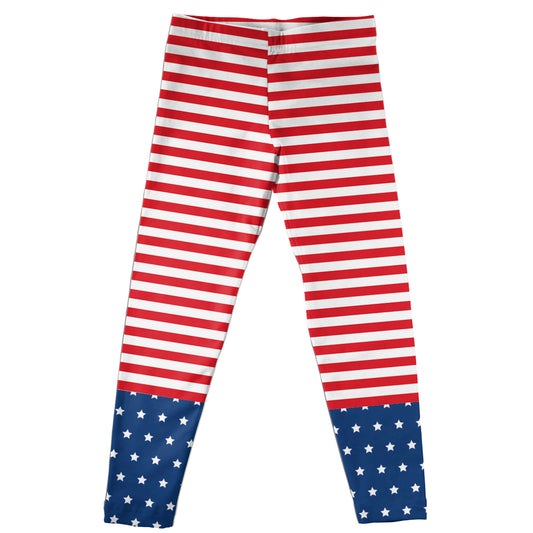 American Red and White Stripes Leggings