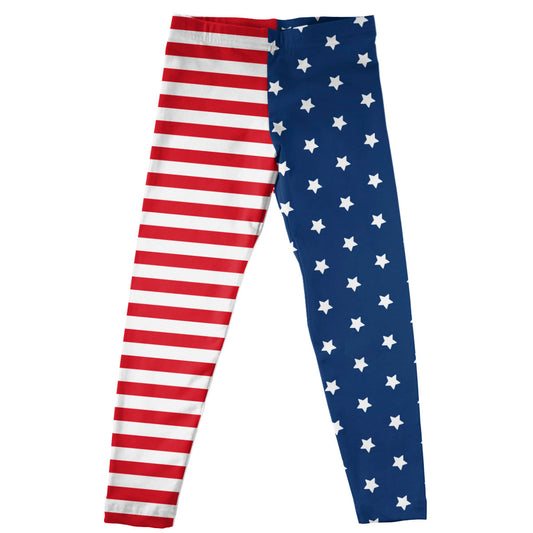 American Red White and Blue Stripes Leggings