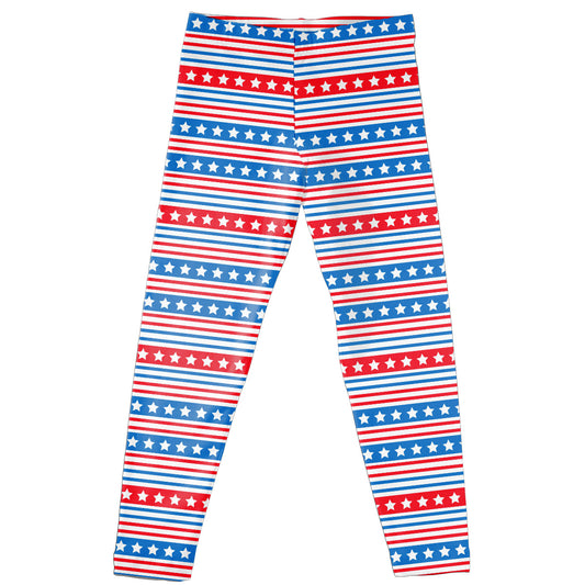 American Stars Stripes Print White Leggings