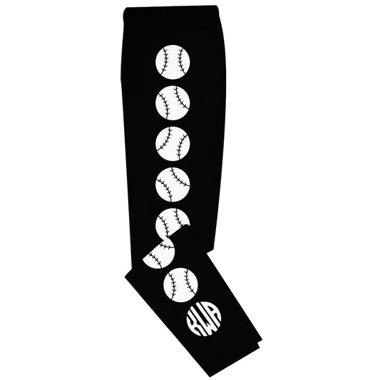 Baseball Personalized Monogram Black and White Leggings - Wimziy&Co.