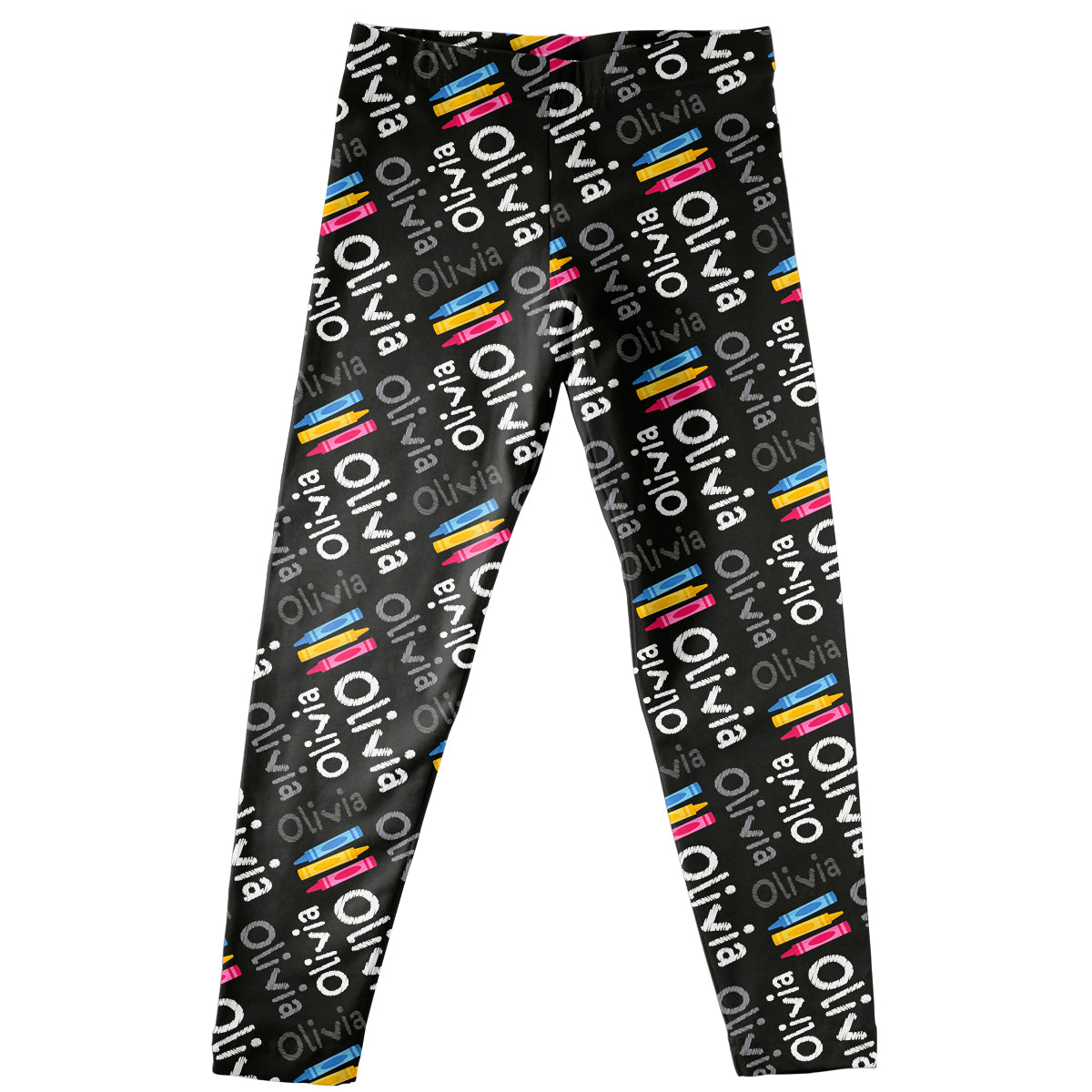 Crayons And Name Print Leggings - Wimziy&Co.