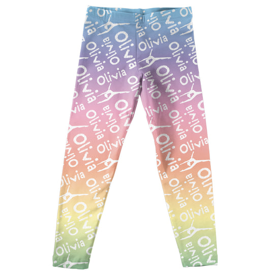 Dance and Personalized Name Print Colors Degrade Leggings - Wimziy&Co.
