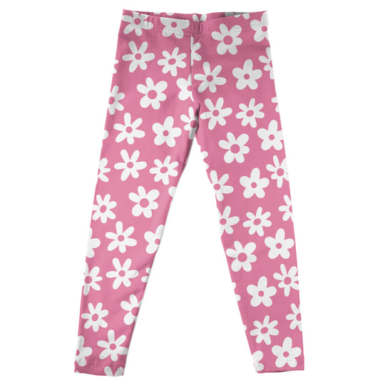Floral Print and White Pink Leggings