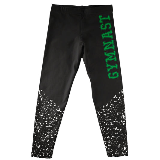 Gymnast Black White and Green Leggings