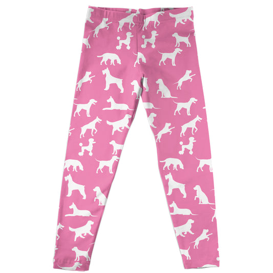 Dogs Print Pink and White Leggings