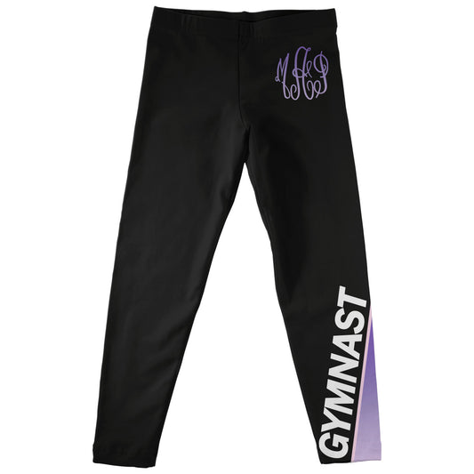 Gymnast Personalized Monogram Black and Purple Leggings