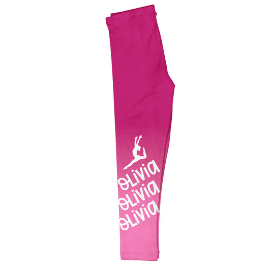 Gymnast Personalized Name Pink and White Degrade Leggings