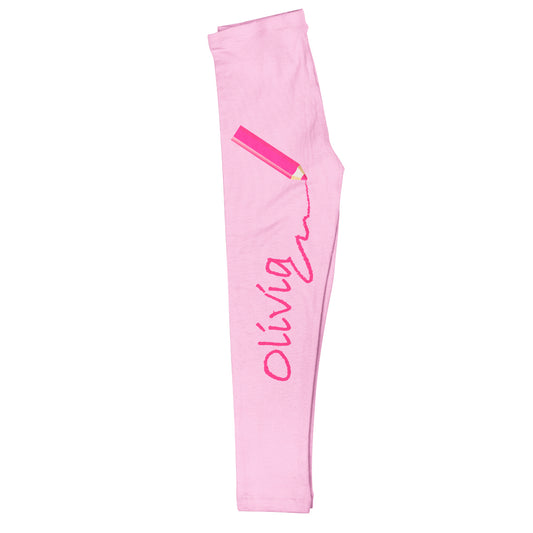 Pencil Name Pink Leggings