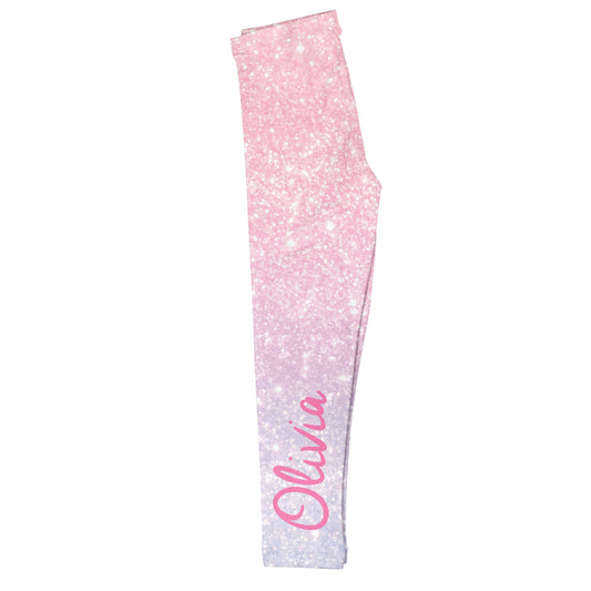 Personalized Name Glitter Pink Leggings