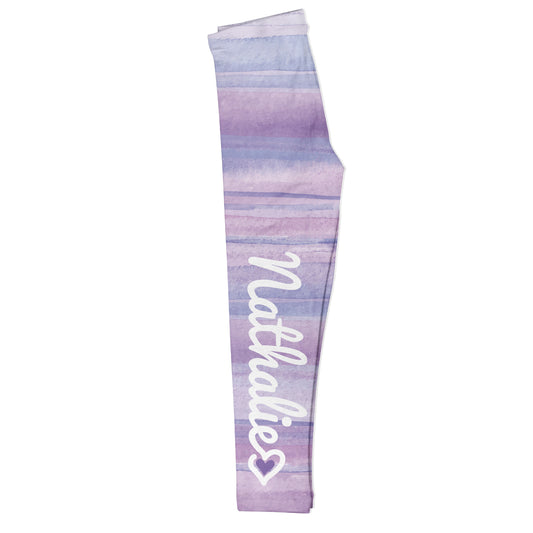 Personalized Name Purple and Pink Watercolor Leggings