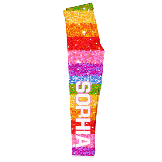 Rainbow Personalized Name Glitter Colors Leggings - Wimziy&Co.