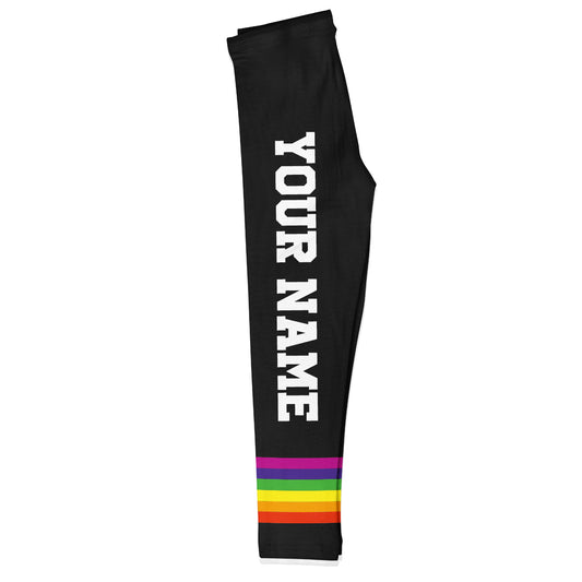 Rainbow Personalized Your Name Black Leggings - Wimziy&Co.