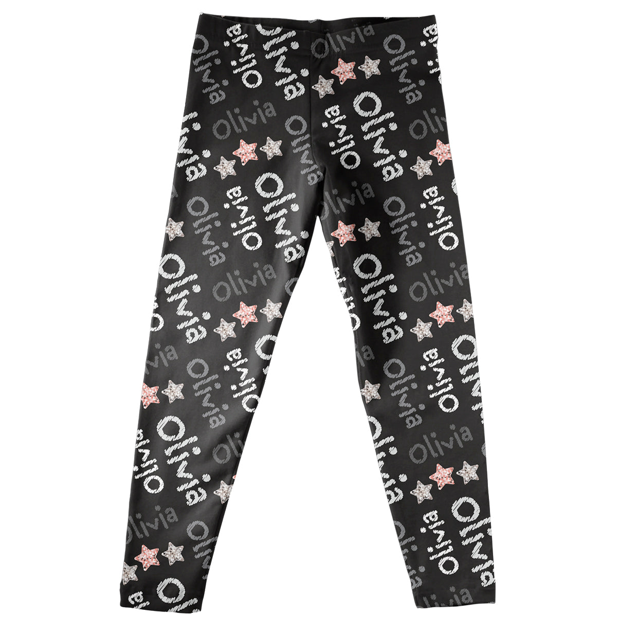 Black leggings with all over stars and name print – Wimziy&Co.
