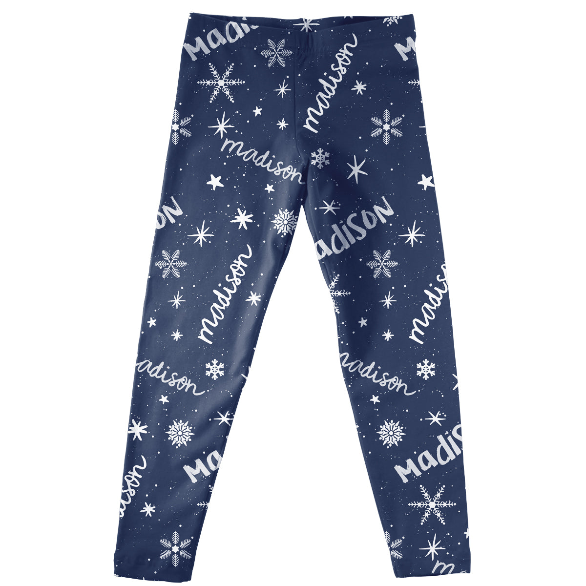 Stars and Name Print Navy Leggings - Wimziy&Co.