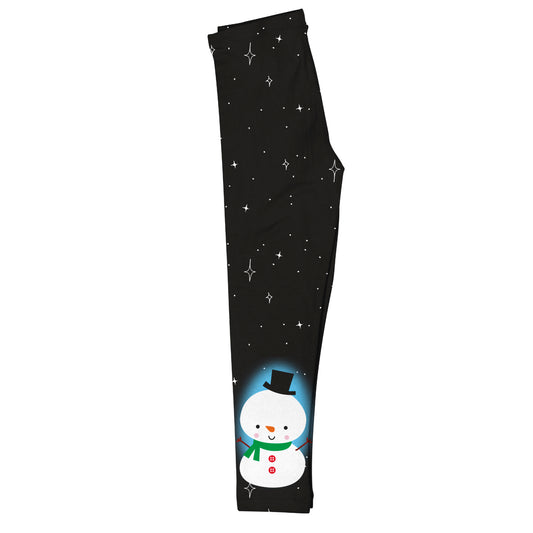 Snowman and Stars Black Leggings