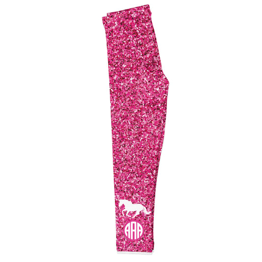 Unicorn Personalized Monogram Pink Glitter Leggings - Wimziy&Co.