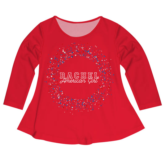 American Girl Personalized Name Red Long Sleeve Laurie Top