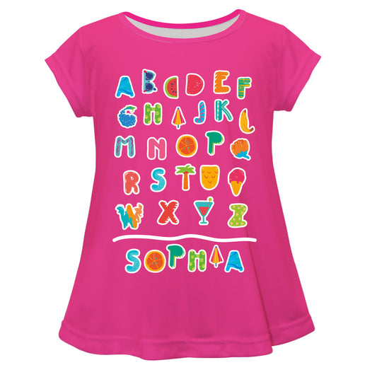 Alphabet Name Hot Pink Short Sleeve Laurie Top