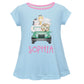 Zoo Animals Personalized Name Light Blue Short Sleeve Laurie Top