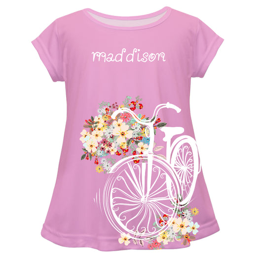 Bicycle Personalized Name Pink Short Sleeve Laurie Top