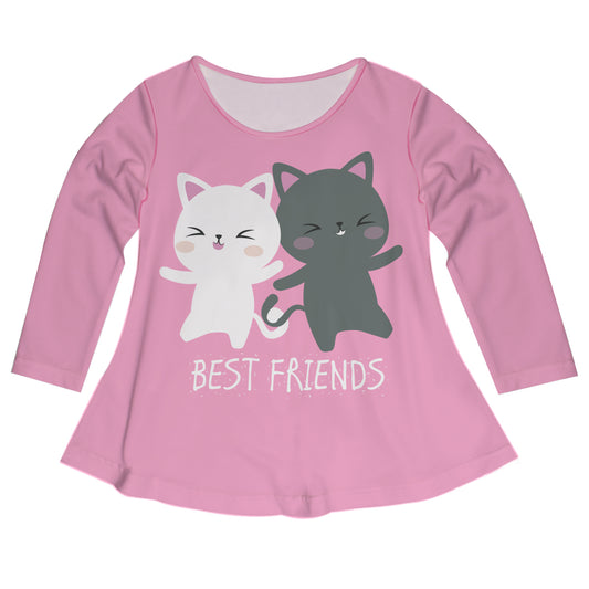 Best Friends Cat Pink Long Sleeve Laurie Top